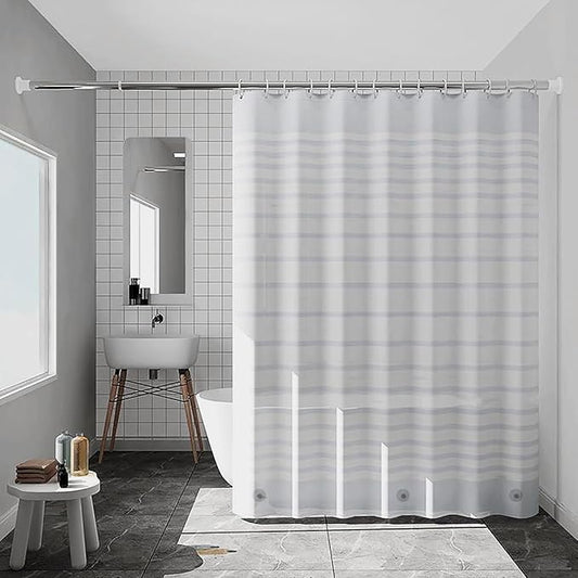 TIKABC Shower Curtain Liner, 4G PEVA Shower Liner, Plastic Waterproof Shower Curtains, 72x72 inch with Grommet Holes 3 Magnetic Weights