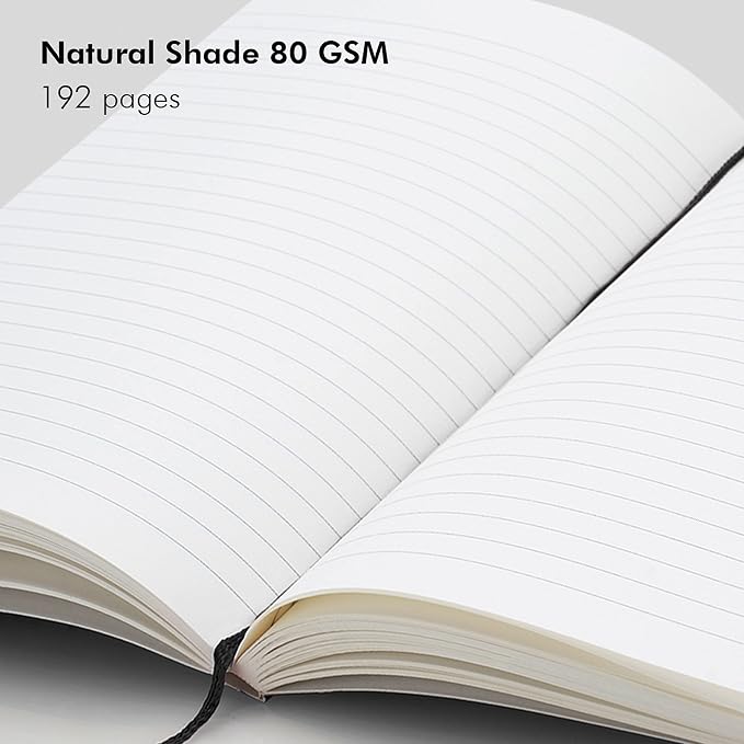 myPAPERCLIP Executive Series A5 Ruled Notebook | 192 Pages, 80 GSM, Soft Cover, A5 (5.83 x 8.27 in) | Flat Lay | Bookmark, Elastic Closure & Back Pocket | Black