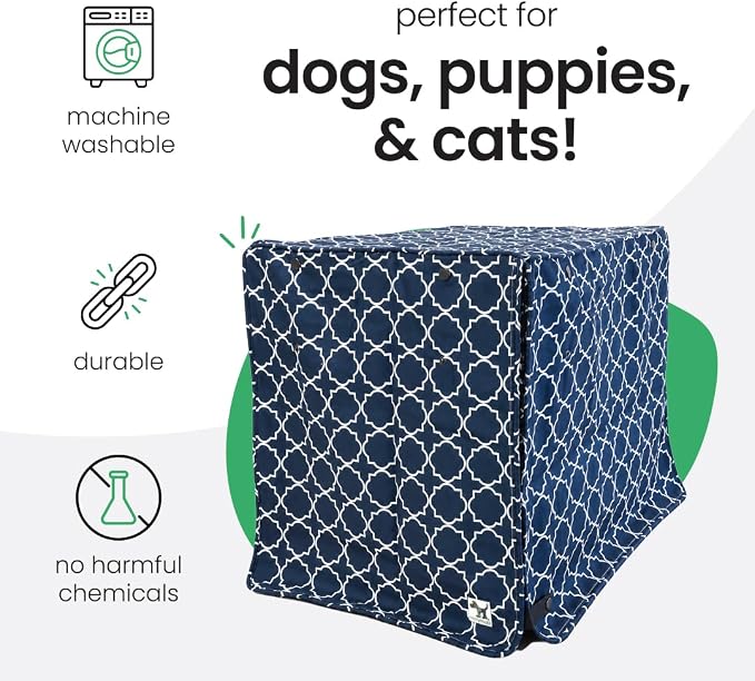 Molly Mutt Romeo & Juliet Dog Crate Cover, 100% Cotton Canvas Cover with 2 Roll-Up Panels, Ideal for Dog or Cat Crate, Durable, Washable, and Free of Harmful Chemicals, 30" x 19" x 21"