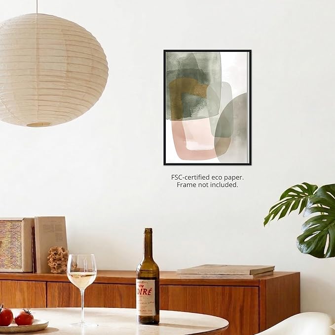 Moonow7 Soft Elegance Abstract Poster, Minimalist Neutral-Toned Wall Art for Living Room, Bedroom, or Office, Unframed Size 50x70 cm / 20x28″