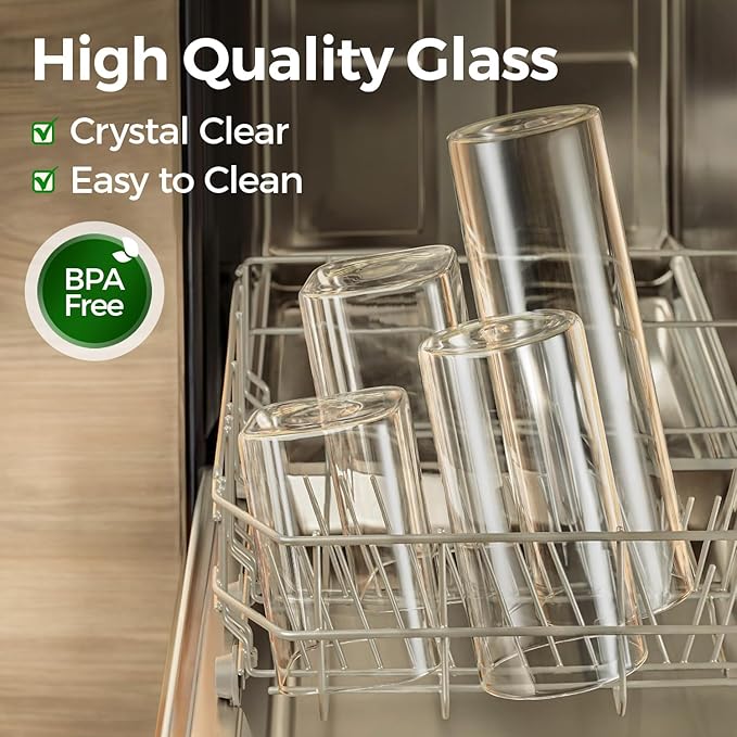 ComSaf 1.6 Qt Square Glass Jars with Bamboo Lids Set of 3, Space-Saving Glass Pantry Storage Containers, Airtight Clear Glass Storage Containers with Wide 3.9" Mouth for Coffee, Sugar, Short Pasta