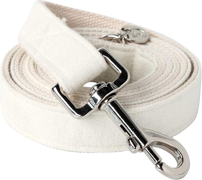DOGWONG Cotton Hemp Dog Collar - Heavy-Duty White Durable Soft Natural Fabric Pet Collar, Cute Wedding Puppy Necklace for Small Medium Large Dogs