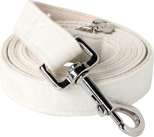 DOGWONG Cotton Hemp Dog Collar - Heavy-Duty White Durable Soft Natural Fabric Pet Collar, Cute Wedding Puppy Necklace for Small Medium Large Dogs