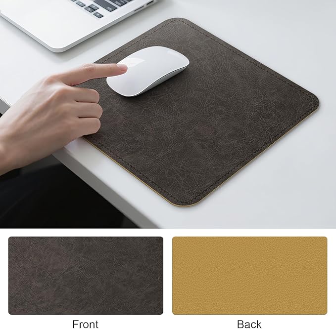 Imitation Crazy Horse Leather Desk Mat - Waterproof Desk Pad - Ideal for Large Mouse Pad and Desk Mats on Top of Desks (Terracotta+Yellow, 11"*8")