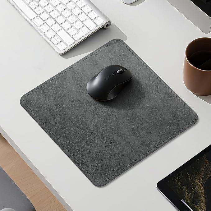 Imitation Crazy Horse Leather Desk Mat - Waterproof Desk Pad - Ideal for Large Mouse Pad and Desk Mats on Top of Desks (Gray+Dark Gray, 11"*8")