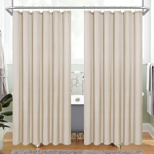 MitoVilla 2 Pack Cream Fabric Shower Curtain Liner - 72" W x 72" H, Beige Shower Curtain or Liner for Modern Neutral Hotel Bathroom Decor, Waterproof Cloth & Machine Washable