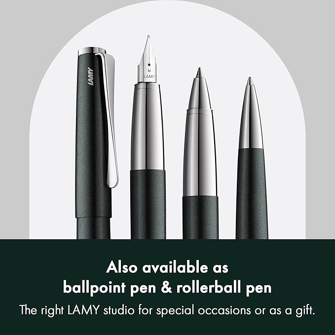 Lamy Studio 069 Fountain Pen - Stainless Steel Fountain Pen in Black/Green Varnish Finish with a Polished Stainless Steel Grip - Polished Silver Steel Nib - Nib Size F, 1 Piece (Pack of 1)