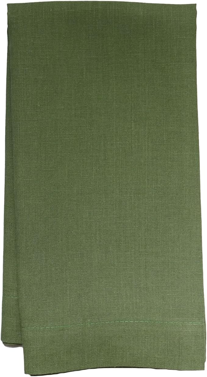 Huddleson Hunter Green Linen Napkin 20x20 (Set of Four) Luxury Italian Linen Napkin Sewn in US