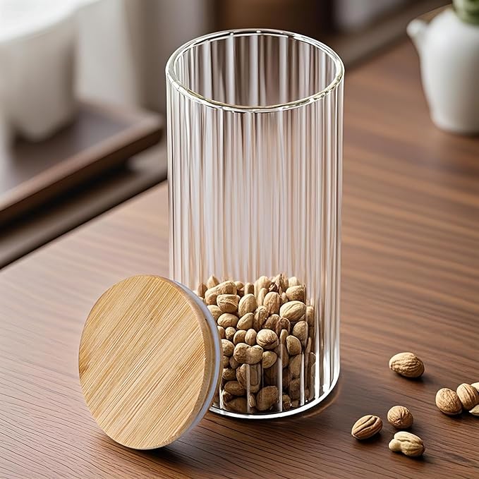 1.2L/40.58Oz 3 Pack Airtight Glass Storage Containers with Lids - Glass Food Storage Jars - Pantry Organizers and Storage for Flour Cereal Pasta