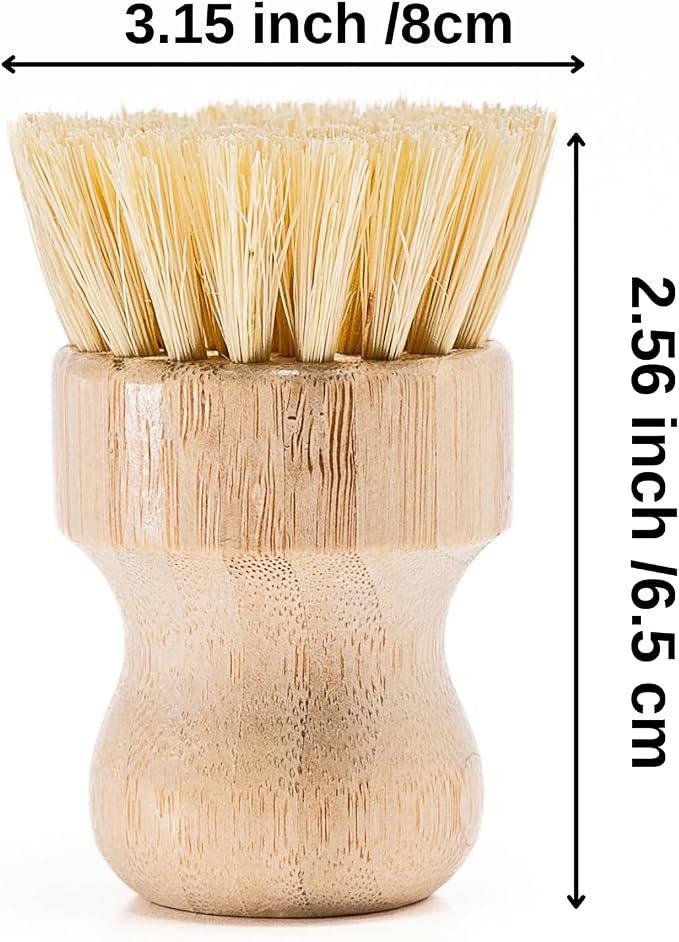 Bamboo Dish Brush 2-Pack – Natural Sisal Bristles, Eco-Friendly Kitchen Cleaning Brush, Wooden Scrubber for Dishes, Pots & Pans
