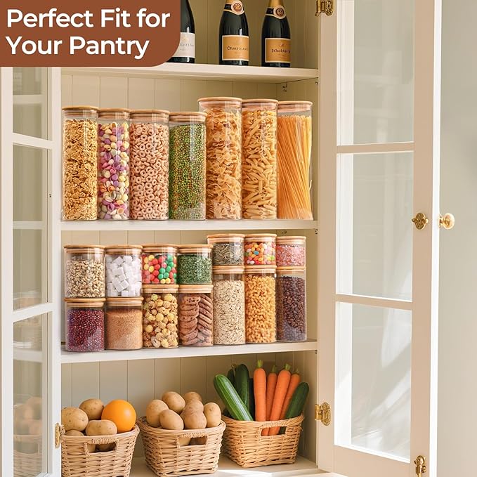 ComSaf Glass Storage Containers With Lids 0.8 Qt, 6 Pack Small Glass Jars | Small Glass Containers, Spice Jar 25oz, Snack Station Organization, Coffee Bar Organization, Size For Subpackage, BPA Free