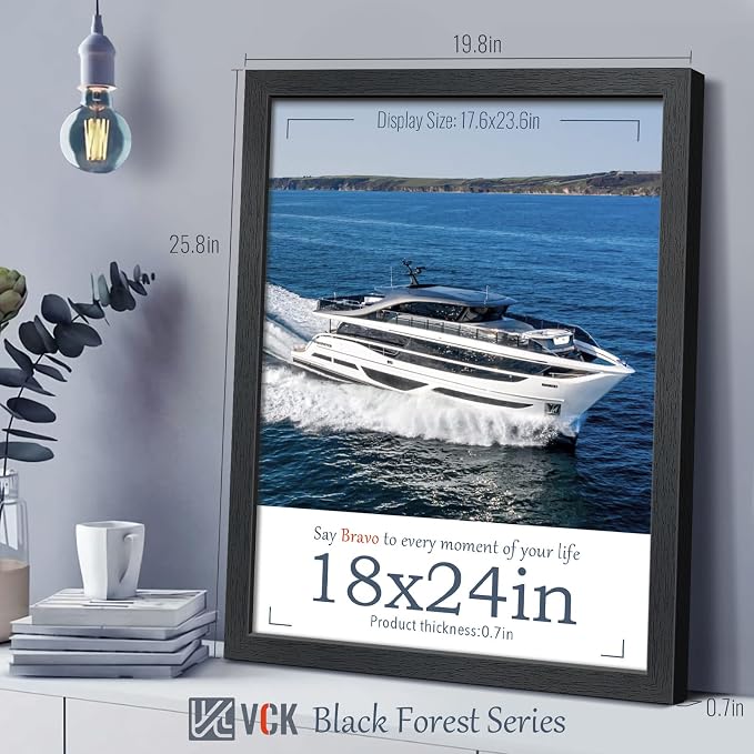 VCK 18x24 Frame 4 Pack - Black Gallery-Quality Wood 18 x 24 Concert Poster Frames, Vertical or Horizontal Wall Display for Photo Art Prints