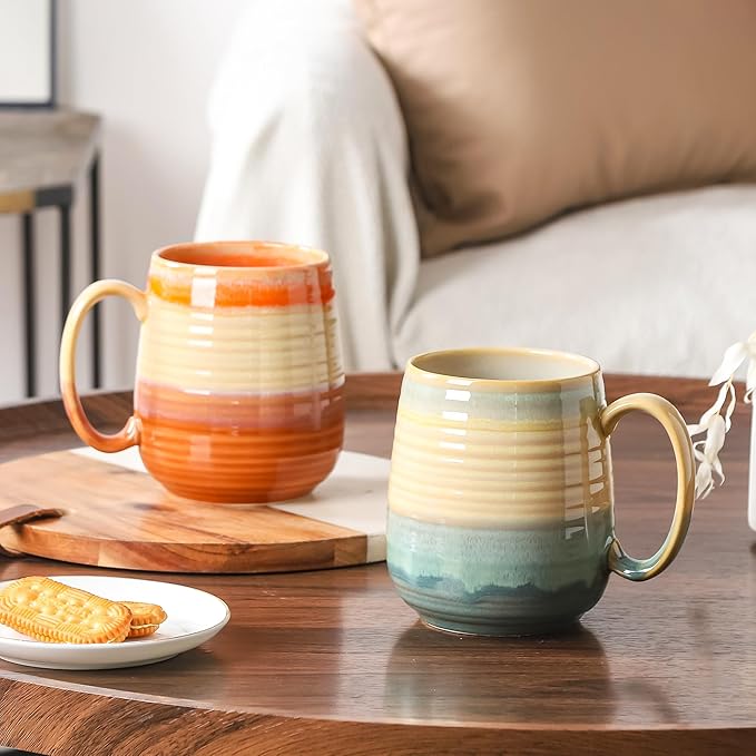 Large Coffee Mugs, Extra Large Ceramic Coffee Mug, 23 oz Handmade Pottery Mug, Big Tea Cups with Handle for Office and Home, Dishwasher and Microwave Safe (Grayish Blue)