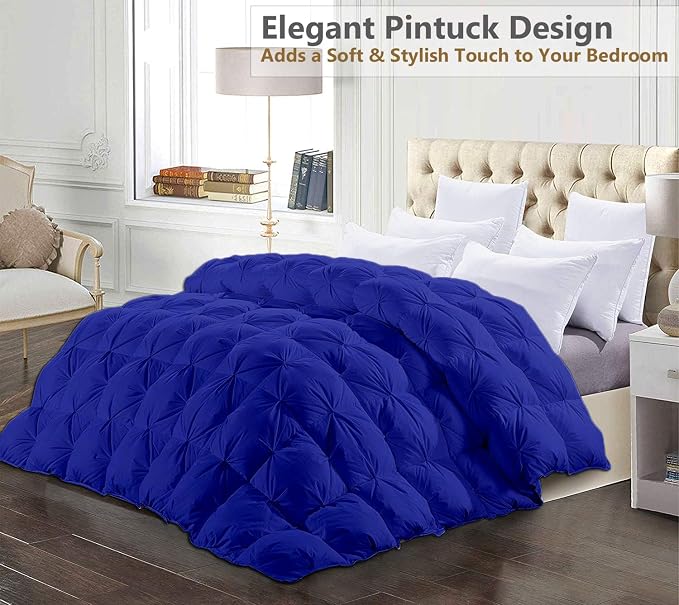 Twin XL Down Alternative Comforter 68x92 Inch Royal Blue – 500 GSM Ultra Soft Breathable, Luxury Pintuck Pinch Pleat, All Season Duvet Insert with Corner Tabs, Machine Washable