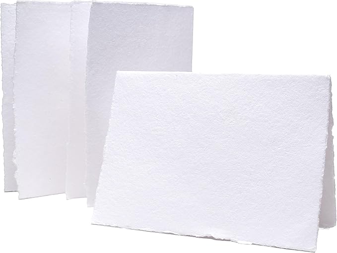 WANDERINGS Handmade Deckle Edge Blank Greeting Cards & Envelopes - 300 GSM Paper– 20 Cards for Invitations, Thank Yous, Greeting, Get Well and Birthday Cards (Blank)