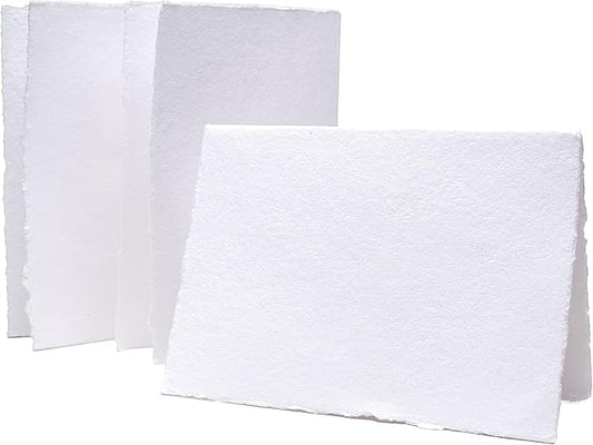 WANDERINGS Handmade Deckle Edge Blank Greeting Cards & Envelopes - 300 GSM Paper– 20 Cards for Invitations, Thank Yous, Greeting, Get Well and Birthday Cards (Blank)