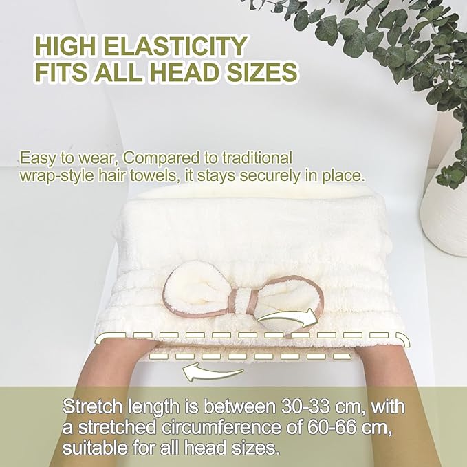 Jseng 3Packs Microfiber Hair Towel for Women - Quick-Drying, Super Absorbent Hair Wrap with Bow Design, Soft Hair Towel Turban for Curly Long Wet Hair