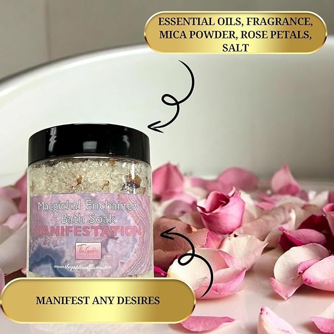 Manifestation Bath Salts – Dead Sea Salt Bath Soak for Intentions, Spiritual Cleansing & Ritual Use 12oz