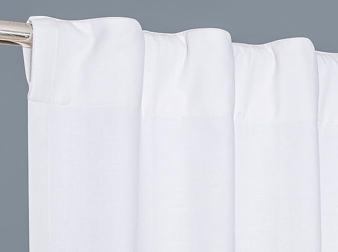 Bedding Craft White Cotton Curtains with Texo Lining – Double Layer Drapes, 108" Long x 50" Wide, Light-Filtering Curtains & Drapes for Living Room or Bedroom
