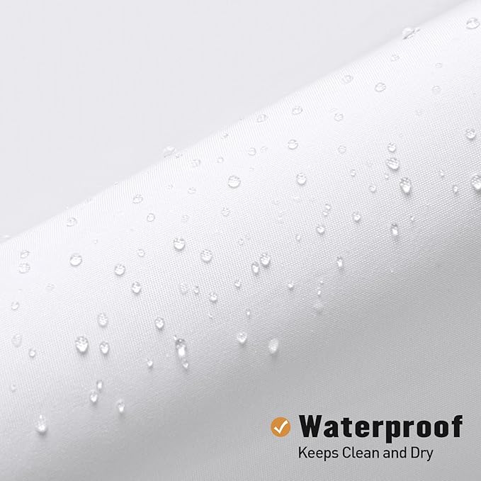 MitoVilla Small Stall Half Size Shower Curtain Liner, 36 x 72 Inch Fabric Bath Curtain Liner for Modern Hotel, White Shower Liners with Plastic Hooks, Washable & Water Repellent