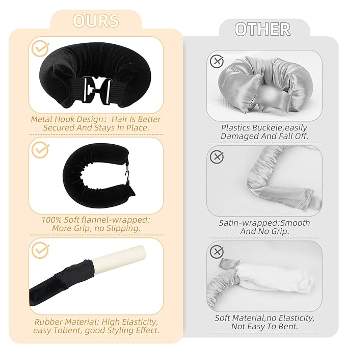 Overnight Heatless Hair Curler Blowout Rods Satin Flexi Rods for Heatless Overnight Jumbo Curls, No-Heat Styling Tools for All Hair Types, 3pcs Red