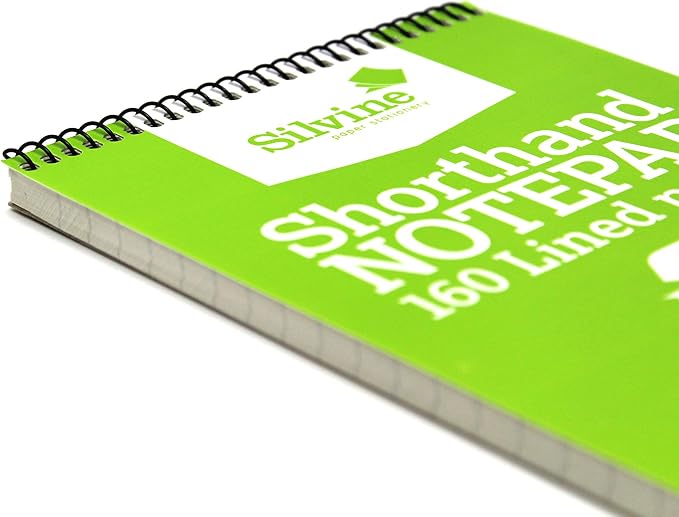 Silvine 160 Page 8x5" Shorthand Recycled Notebook, Ruled 8mm Feint [Pack of 12]