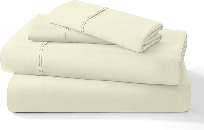 Pure 100% Certified Organic Cotton Bed Sheet Set 1000 Thread Count, 4 Piece Bedding Set, 24" Extra DEEP Pocket, Crisp and Cooling Sateen Weave, Eco-Friendly -(Ivory, Twin-XL)