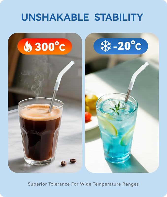 Heavy - Duty Titanium Straws12.2" Reusable for 40 oz Tumlbers | Metal Drinking Straws for All Kinds of Hot & Cold Drinks, Eco Conscious, BPA Free with Cleaning Brush(Transparent)