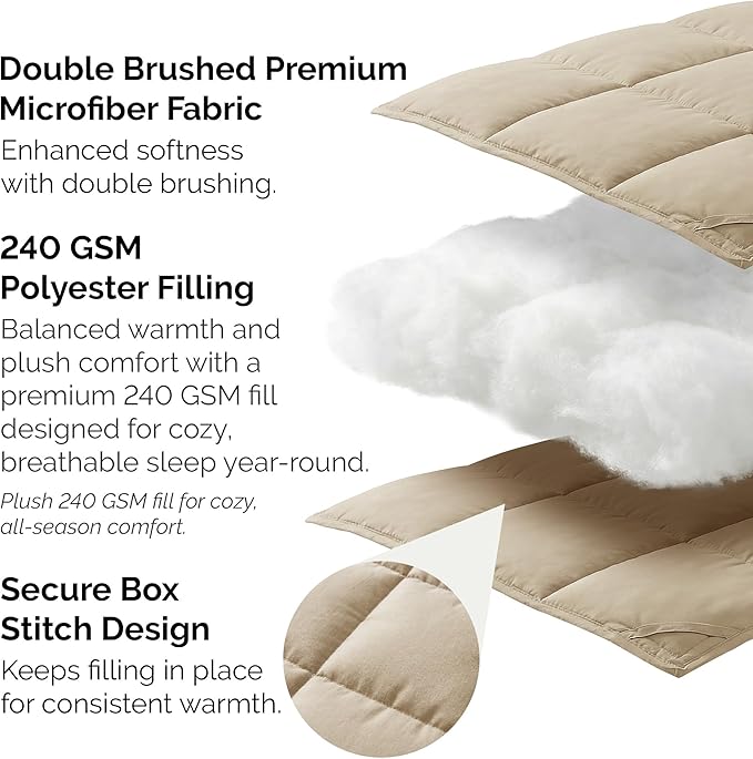 Southshore Fine Living, Inc. Comforters, King Size Down-Alternative Comforter, Oversized Cal/King Comforter, Hotel Bedding, All Season Comforters, Pet Hair Resistant Bedding, Taupe