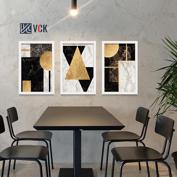 VCK 16x24 Picture Frames White 3 Pack, Wide Border Wood, Display 12x18 Photo with Mat or 16 x 24 without, for Home, Office, Gallery, Woodgrain Series, Wall Hanging