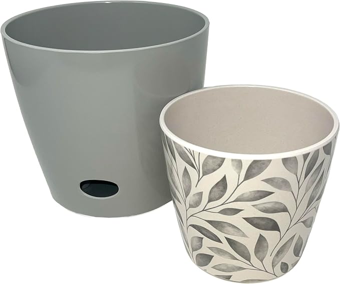 7" & 5" Round Self-Watering Plant Pot Set, Indoor/Outdoor Use