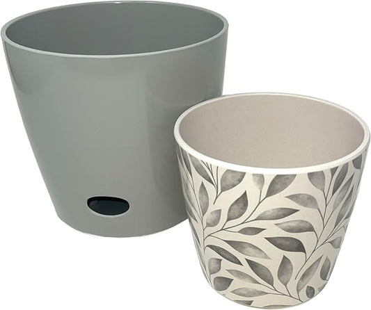 7" & 5" Round Self-Watering Plant Pot Set, Indoor/Outdoor Use