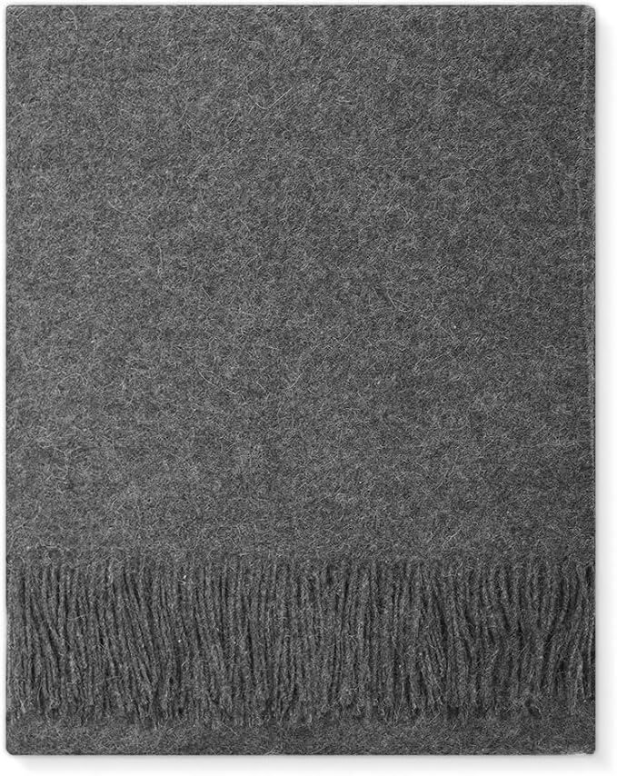 Superfine Alpaca Wool Throw Blanket - Lightweight Alpaca Merino Wool Throw Blankets | Soft Peruvian Alpaca Blanket Wool Blanket Solid Color 62" x 54" (Iron Gray)