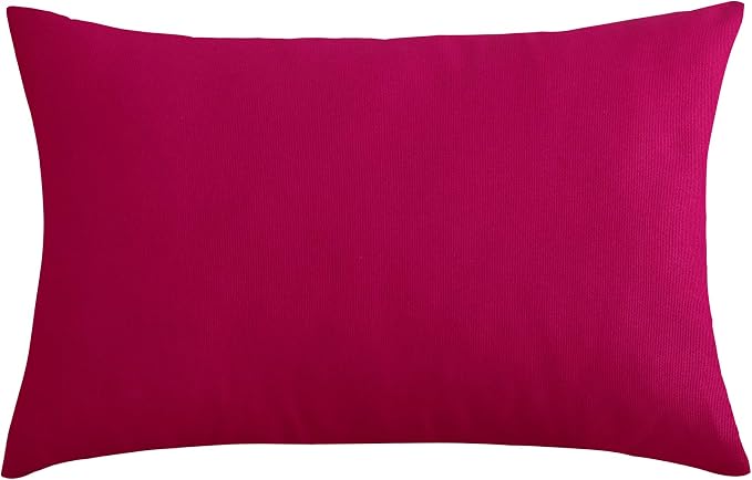 TangDepot Cotton Solid Throw Pillow Covers, 12" x 20" , Brilliant Rose, 1 Count (Pack of 1) | 100% cotton, same-color zip, machine wash & air dry. For living room, bedroom, office, car. 42 colors, 100 sizes. Cover only.