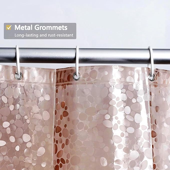Shower Curtain Liner, Waterproof EVA 3D Shower Curtains with Duty Heavy Bottom Magnets and Rust Proof Grommets, Weighted Shower Liner for Shower Stall, Bathtubs