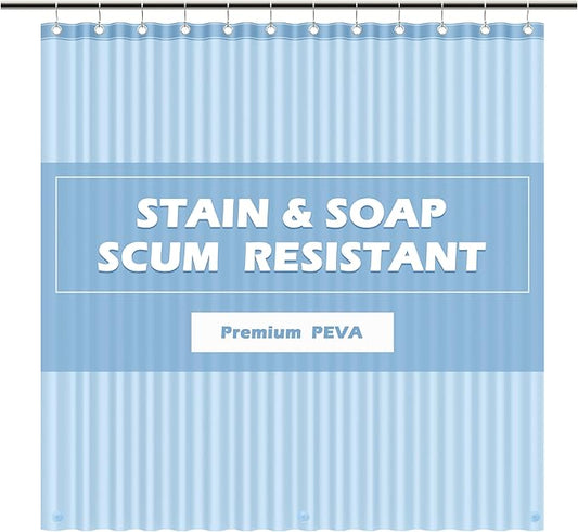 EHZNZIE Light Blue Shower Curtain Liner 72x72, PEVA Waterproof Bath Curtain, No Chemical Smell, 3 Weighted Magnets, Durable with Rustproof Metal Grommets