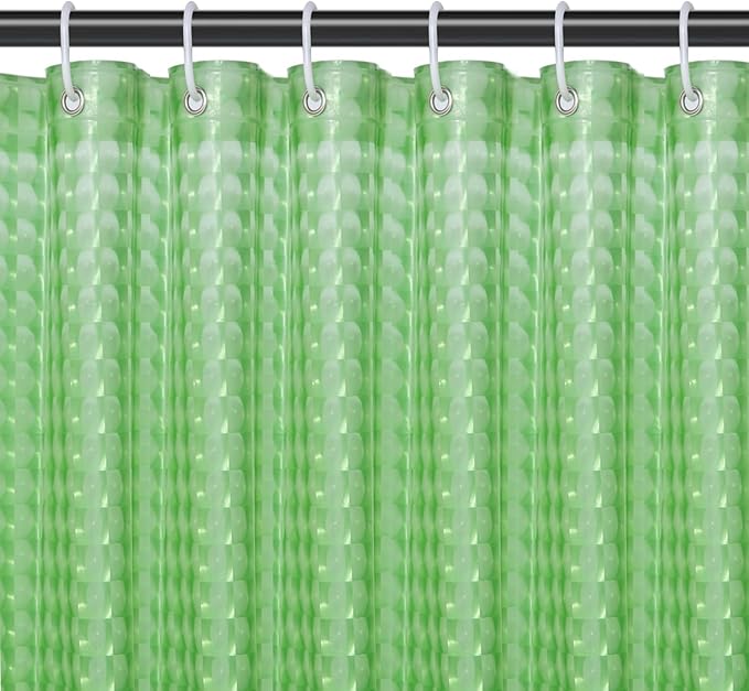 EVA Green Shower Curtain Liner,3D Plastic 5G Shower Liners with 12 Rustproof Metal Grommets and Weighted Magnets, Waterproof Duty Shower Curtains for Shower Bathroom 72 x 72
