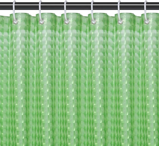 EVA Green Shower Curtain Liner,3D Plastic 5G Shower Liners with 12 Rustproof Metal Grommets and Weighted Magnets, Waterproof Duty Shower Curtains for Shower Bathroom 72 x 72