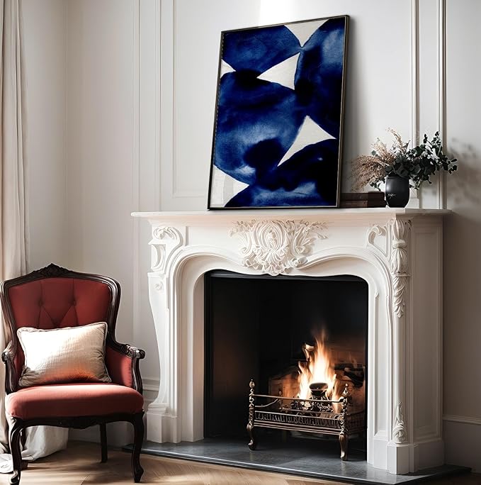 Monem Art Indigo Abstract Watercolor Painting Print - Minimalist Modern Art Poster - Wall Decor for Living Room, Bedroom or Office - 8x10 Unframed Wall Art by Mareike Bohmer
