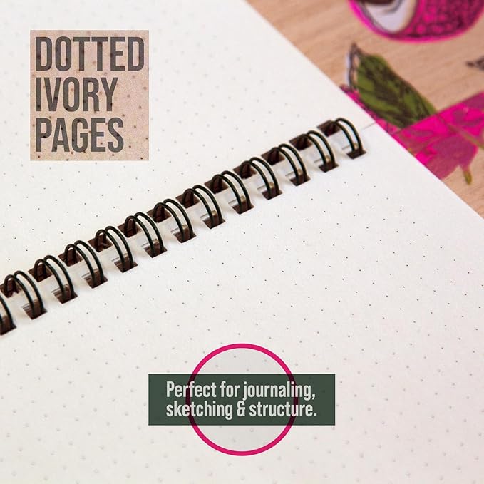 A5 Wooden Journal Set (3-Pack) – Eco-Friendly Notebooks with Dotted Pages | Spiral Bound, Nature-Inspired Designs | Ideal for Bullet Journaling, Writing & Sketching