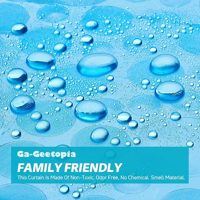 Ga-Geetopia EVA Blue Thin Shower Curtain Liner, Pebble Pattern 72x72 Inch Lightweight Plastic Bathroom Shower Showroom Inner Curtain with Rustproof Metal Grommets and Weighted Magnets(No Hooks)