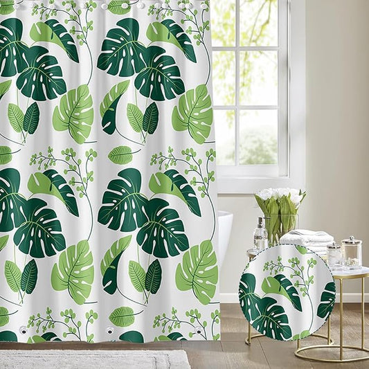 Plastic Shower Liner - Premium PEVA 4G Shower Curtain Liner with Rustproof Grommets and 3 Weighted Magnets, Waterproof Shower Curtains for Bathroom (Turtleback Leaf)