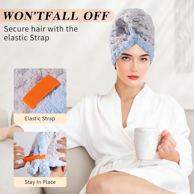 Hair Towel Wrap for Women, High Absorbency Hair Drying Towel Wrap,1Packs Soft Polyester Hair Wrap Towels for Women Accessories, Lightweight Hair Wrap for Curly, Long, Thick Hair (Pink)