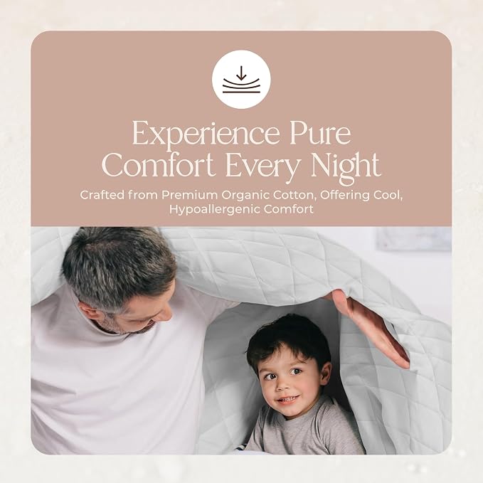 100% Organic Cotton Comforter - Comforter for Summer & All Seasons with Non Clumping Diamond Stitching - Premium Soft & Breathable Duvet Insert - GOTS & Fairtrade Certified (Twin/Twin XL)