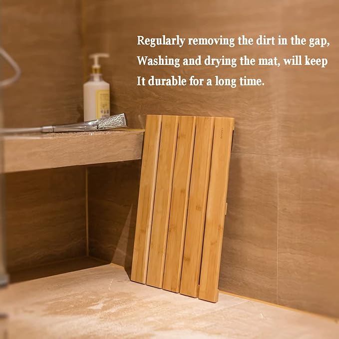 Wooden Bamboo Bath,Natural Wooden Shower Mat,Bamboo Wood Bath Mats for Bathroom,Non Slip Bathmat, Wooden Rug for Shower Tub Spa and Sauna Floors,for Indoor Outdoor,70x80cm/28x31in