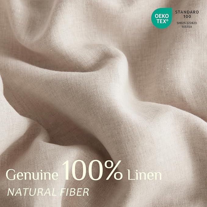 DAPU 100% Linen Duvet Cover Queen, Natural French Flax Breathable Duvet Cover 3 Pcs Set with Long Zipper Closure, Soft Lightweight Durable Linen Bedding for Hot Sleepers (Natural Linen, Queen)