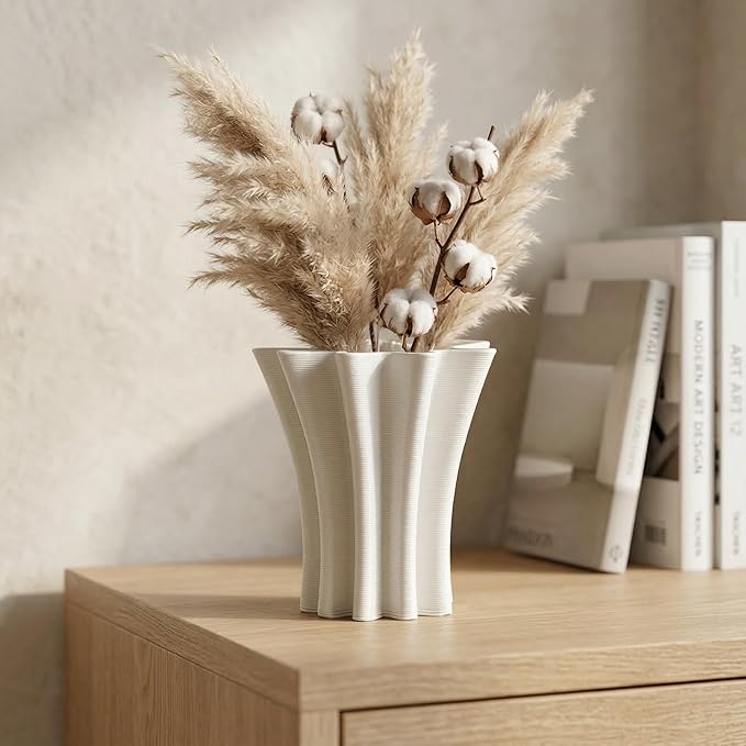 Contemporary White Ceramic Vase, Abstract Irregular Shape Sculptural Accent for Home Decor, Modern Artistic Centerpiece for Coffee Table or Bookshelf