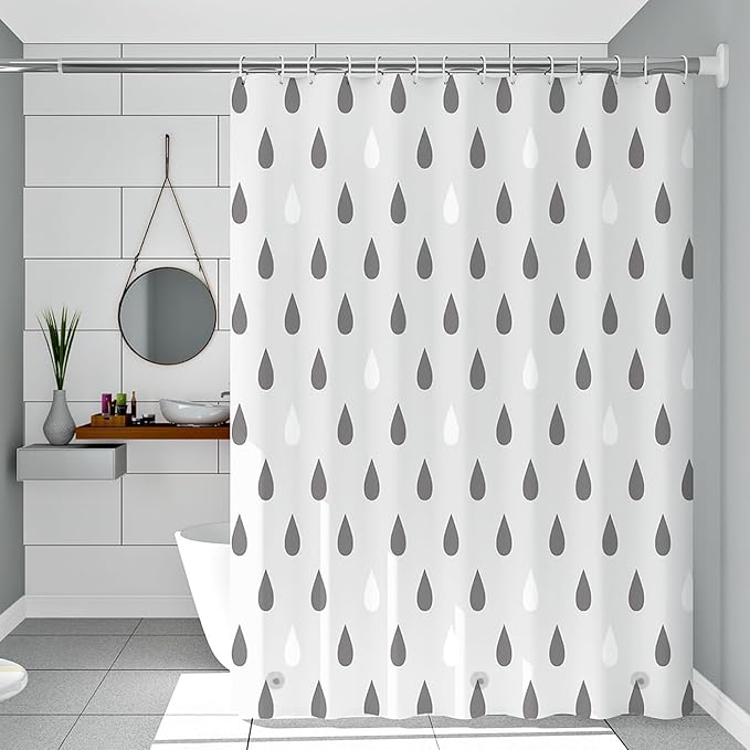 TIKABC Shower Curtain Liner, 4G PEVA Shower Liner, Plastic Waterproof Shower Curtains, 72x72 inch with Grommet Holes 3 Magnetic Weights