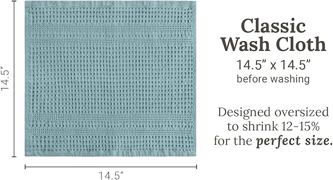 GILDEN TREE Waffle Towels Wash Cloths for Showering, Exfoliating Washcloth Face Towels, Quick Dry Towel Cotton Washcloths Set of 4, Classic Style (Seafoam)