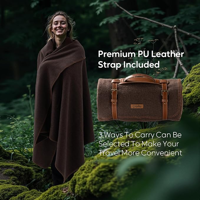 Molithe 100% Wool Blanket, 48" x 62", Warm, Thick, Washable, Military Wool Blanket, Great for Camping, Outdoors, Sporting Events, Survival Kits, Brown